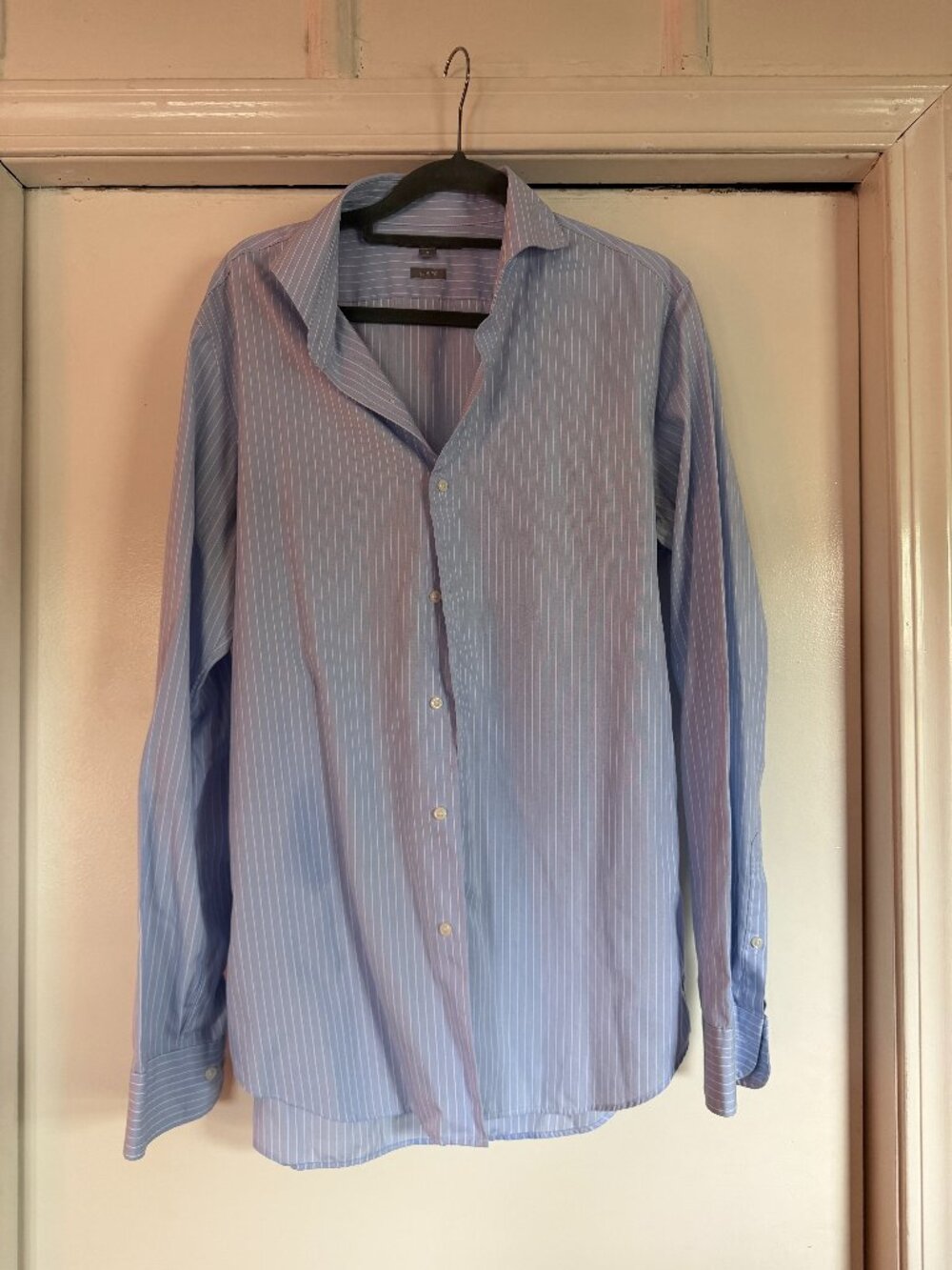 Blue w/ White Stripe Button Down Shirt